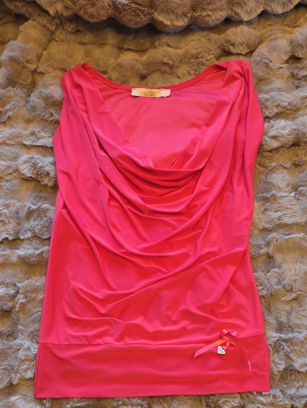 Alice + Olivia Hot Pink Draped Cowl Neck Tank